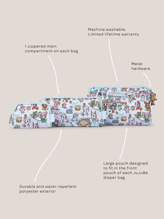 tokidoki Snow Day Be Set 3-Piece Pouch Set — Ice Blue - By Baano