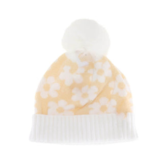 KIDS Daisy Faux Fur Pom C.C Beanie