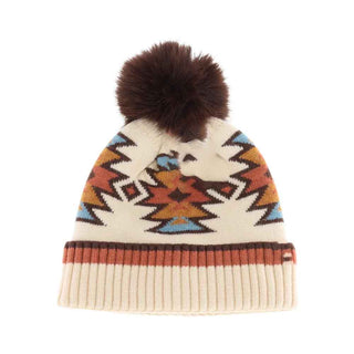 KIDS Southwestern Faux Fur Pom C.C Beanie
