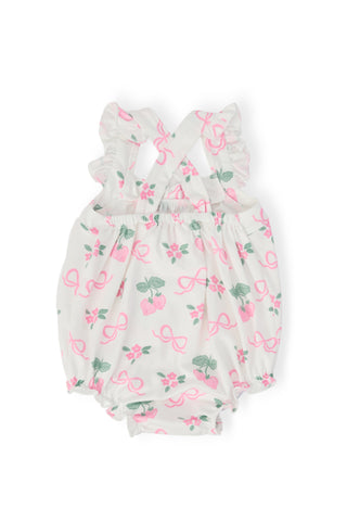 Berries & Bows Ruffle Cross Back Romper