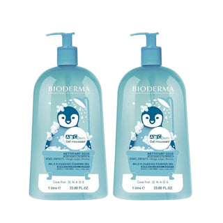 Bioderma Abcderm Foaming Baby & Child Hair and Body Cleansing Gel 1 L -2 Pack - By Baano