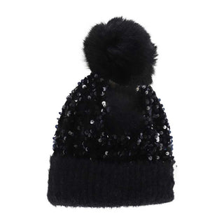 KIDS Cluster Sequin Faux Fur Pom C.C Beanie