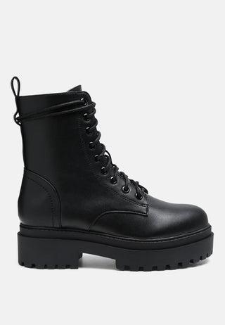 Black Lug Sole Biker Boots