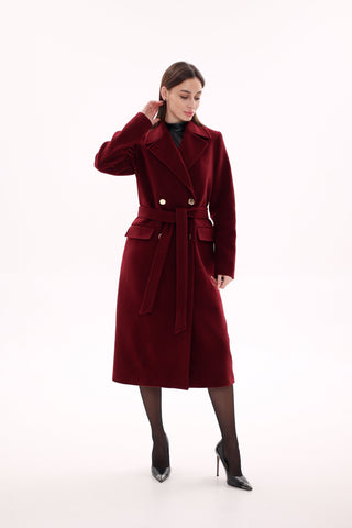 Denise Cashmere Blend Overcoat in Bordeaux