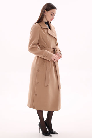 Camille Cashmere Blend Coat in Camel