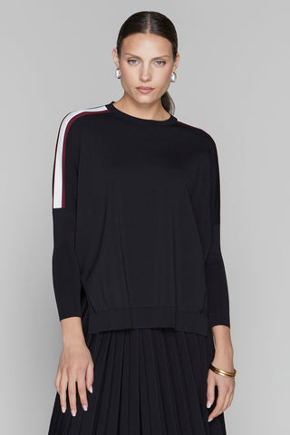 Montia Top in Black Merlot Stripe