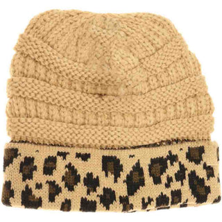 KIDS Matching Cuff Leopard Print C.C Beanie