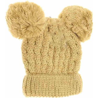 Kids Solid Double Pom C.C Beanies