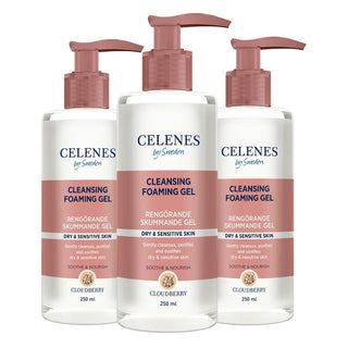 Celenes by Sweden Cloudberry Cleasing Foaming Gel 250 ml / 8.5 fl oz -3 Pack - By Baano