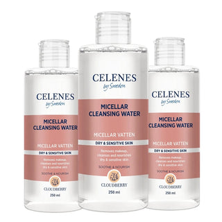 Celenes by Sweden Cloudberry Micellar Cleasing Water 250 ml / 8.5 fl oz -3 Pack Chivela