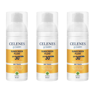 Celenes by Sweden Herbal Sunscreen Dry Touch Fluid Spf 30 50 ml / 1.7 fl oz -3 Pack - By Baano