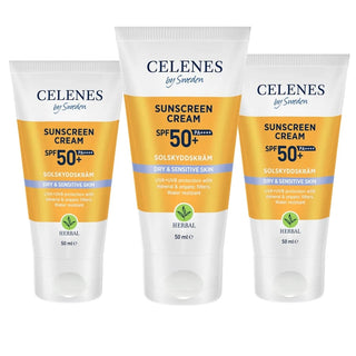 Celenes by Sweden Herbal Sunscreen Face Cream Spf 50 Dry / Sensitive 50 ml / 1.7 fl oz -3 Pack - By Baano
