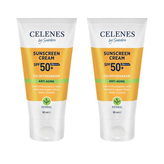 Celenes by Sweden Herbal Sunscreen Face Cream Spf Anti Aging 50 Spf  50 ml / 1.7 fl oz -2 Pack - By Baano