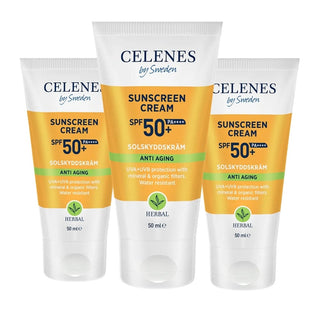 Celenes by Sweden Herbal Sunscreen Face Cream Spf Anti Aging 50 Spf  50 ml / 1.7 fl oz -3 Pack - By Baano