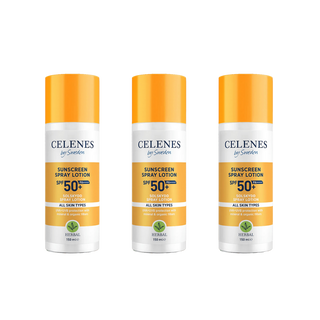 Celenes by Sweden Herbal Sunscreen Spray Lotion 50 Spf  150 ml / 5 fl oz -3 Pack - By Baano