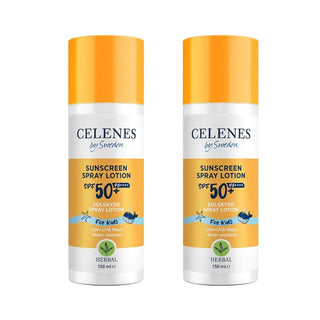 Celenes by Sweden Herbal Sunscreen Spray Lotion for Kids  50 Spf  150 ml / 5 fl oz -2 Pack - By Baano