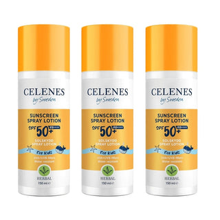 Celenes by Sweden Herbal Sunscreen Spray Lotion for Kids  50 Spf  150 ml / 5 fl oz -3 Pack - By Baano
