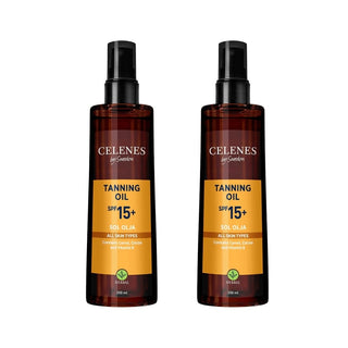 Celenes by Sweden Herbal Tanning Oil Spf 15+ 200 ml / 6.8 fl oz -2 Pack - By Baano