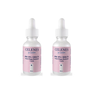 Celenes by Sweden Rena AHA 10% + BHA 2% + Arctic Chaga Mushroom + Lactic 30 ml-2 Pack Chivela