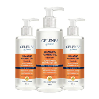 Celenes by Sweden Sea Buckthorn Cleansing Foaming Gel 250 ml / 8.5 fl oz -3 Pack Chivela