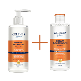 Celenes by Sweden Sea Buckthorn Cleansing Foaming Gel 250 ml / 8.5 fl oz & Buckthorn Micellar Cleasing Water 250 ml / 8.5 fl oz Chivela