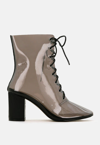 toni clear lace-up ankle boots with block heel