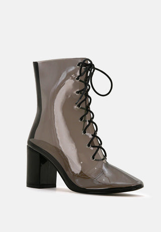 toni clear lace-up ankle boots with block heel