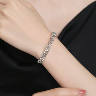 14K Gold Hearts Bangle Adjustable Bracelet with crystals from Swarovski