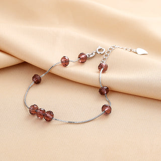 14K White Gold Garnet Gemstone Bracelet