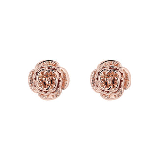 14K Rose Gold and Sterling Silver Rose Stud Earrings