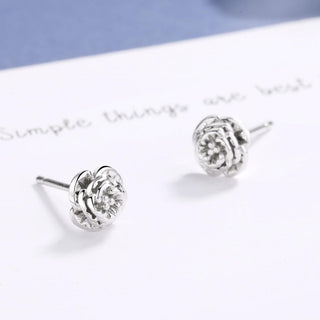 14K Rose Gold and Sterling Silver Rose Stud Earrings