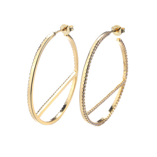 14k Gold and Sterling Silver J Hoop Earrings with crystals from Swarovski