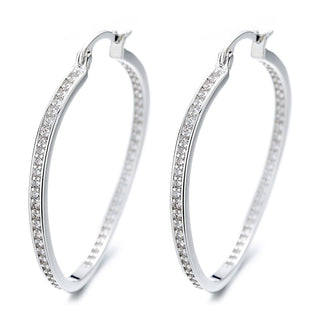14K Gold And Sterling Silver Twisted Hoop Earrings With Crystal