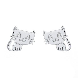 14k Gold and Sterling Silver Cat Earrings