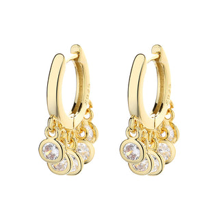 14K Gold or Sterling Silver Huggie Hoop Earrings With Crystals