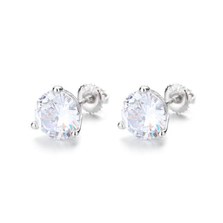 14k Gold and Sterling Silver 3.00 CTTW White Sapphire Stud with Screw Backs