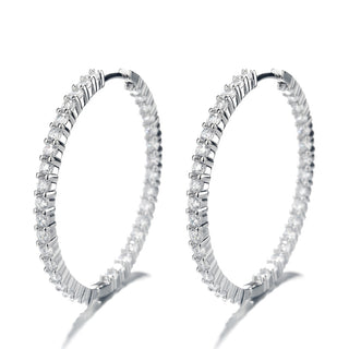 18K White Gold Plated Inside Out Hoop Earrings with crystals