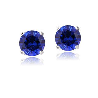 14K Gold and Sterling Silver Stud Earrings In Sapphire. Emerald and Citrine Options