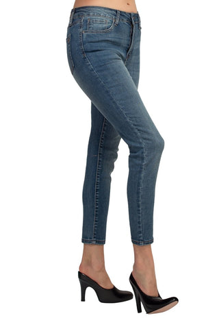 Velvet Heart Mid Waist Skinny Jeans Stretch Button & Zipper Fly Closure Denim Pants with Pockets - Glamourous Grace