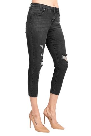 Velvet Heart Mid Waist Stretch Button & Zipper Closure Denim Pants with Pockets - Glamourous Grace