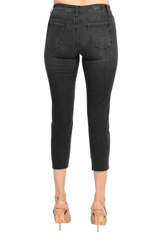 Velvet Heart Mid Waist Stretch Button & Zipper Closure Denim Pants with Pockets - Glamourous Grace