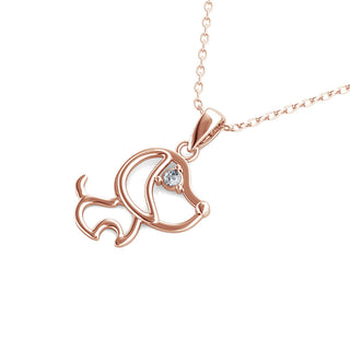 18K Rose-Gold Plated Dog Pendant Necklace