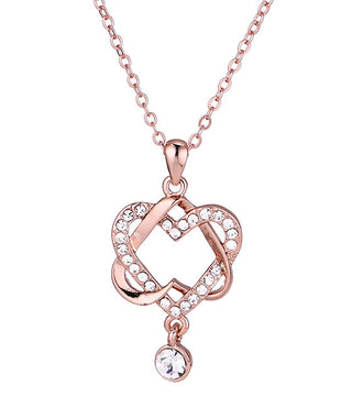 18k Rose Gold Swarovski Crystal Heart Pendant Necklace