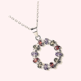 Sterling Silver Mutli-Colored Wreath Pendant Necklace