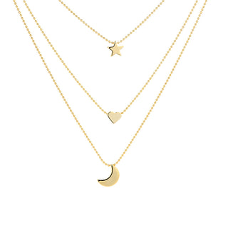 14K Gold and Sterling Silver Star Heart & Moon Necklace