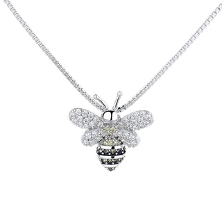 18K White Gold Bee Pendant Necklace with Crystals from Swarovski