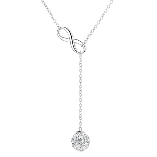 18K White Gold Lariat Ball Drop Necklace with crystals from Swarovski