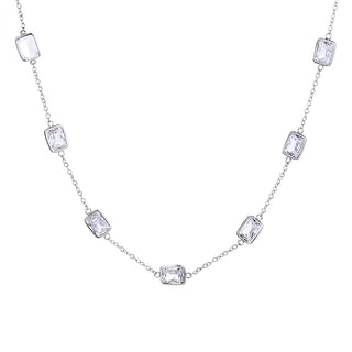 18K White Gold Radiant cut Crystal Necklace