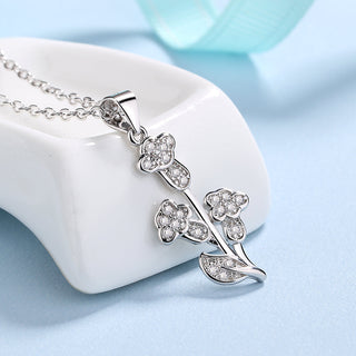 18k Rose And Sterling Silver Tulip Pendant Necklace with crystals