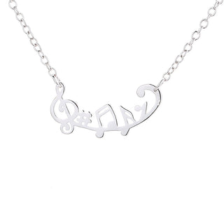 14K Gold and Sterling Silver Musical Notes Necklace